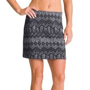 Athleta monarch geo print tech Black and Gray Mini Pencil Skirt fleece lined Sm